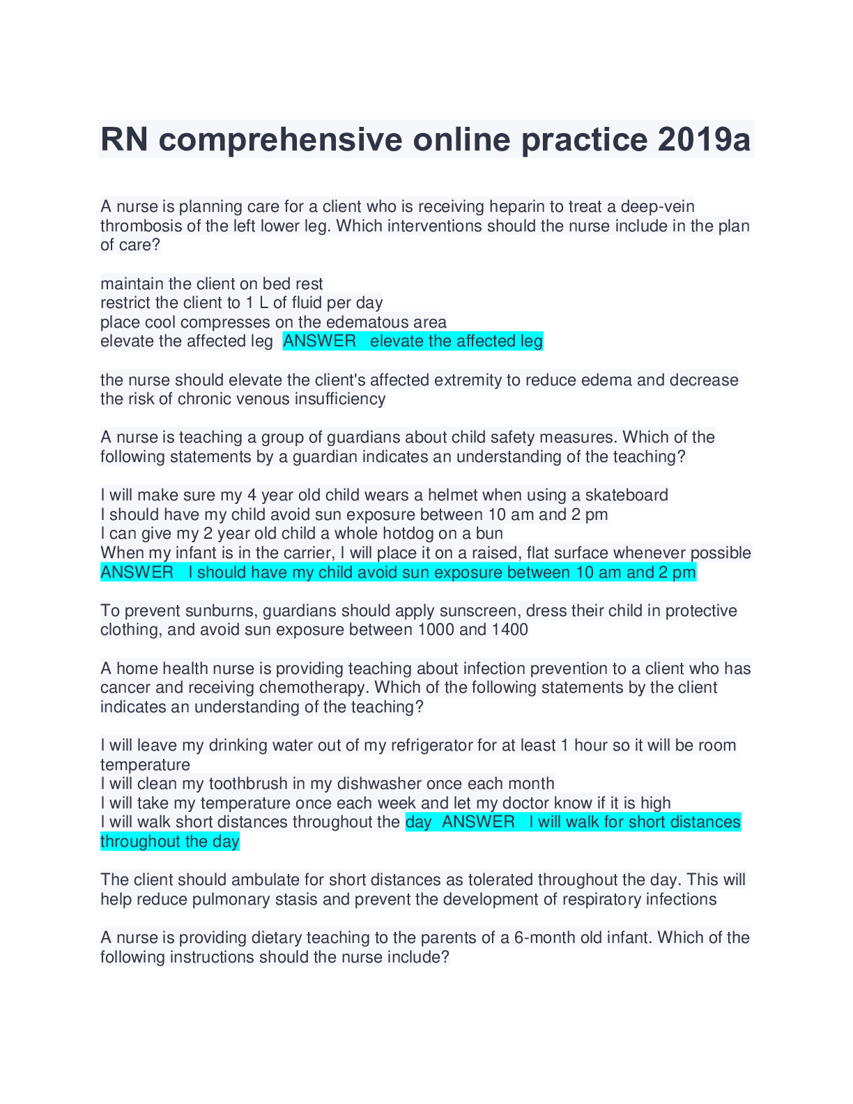 Preview image for RN comprehensive online practice 2019a